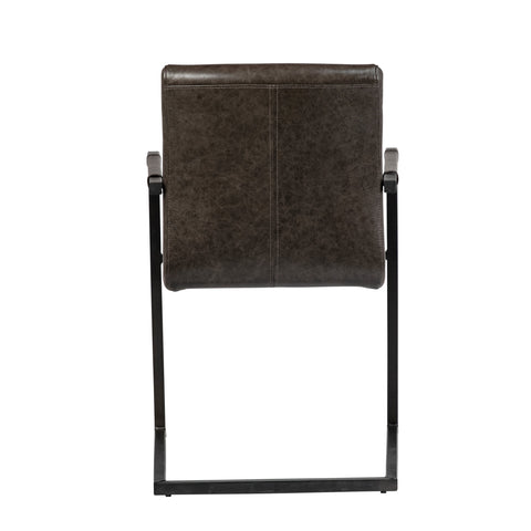 Fairfax Vintage Dark Brown Leather and Antique Black Metal Finish Dining Chair