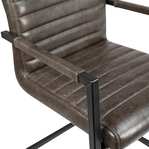 Fairfax Vintage Dark Brown Leather and Antique Black Metal Finish Dining Chair
