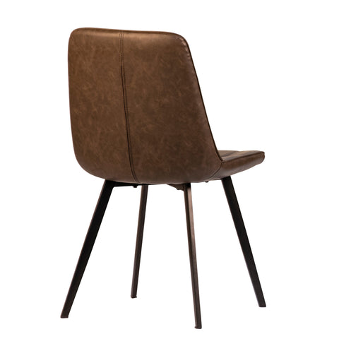 Ronald Antique Brown Upholstery and Black Powder Coated Legs Dining Chair Set Of 2