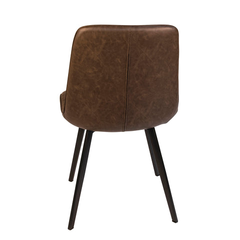 Ronald Antique Brown Upholstery and Black Powder Coated Legs Dining Chair Set Of 2