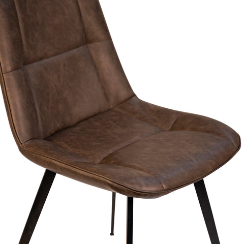 Ronald Antique Brown Upholstery and Black Powder Coated Legs Dining Chair Set Of 2