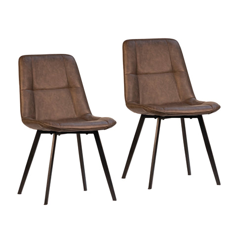 Ronald Antique Brown Upholstery and Black Powder Coated Legs Dining Chair Set Of 2
