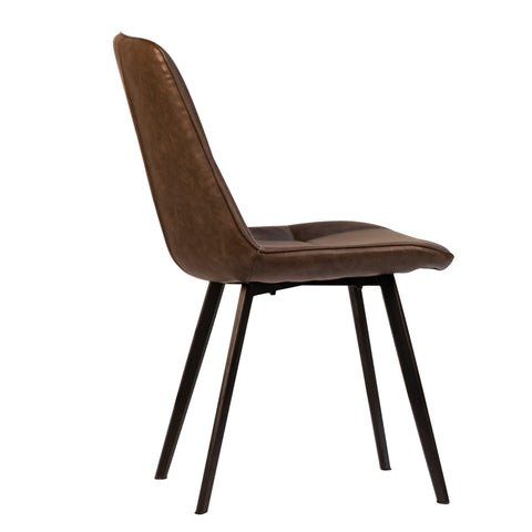Ronald Antique Brown Upholstery and Black Powder Coated Legs Dining Chair Set Of 2