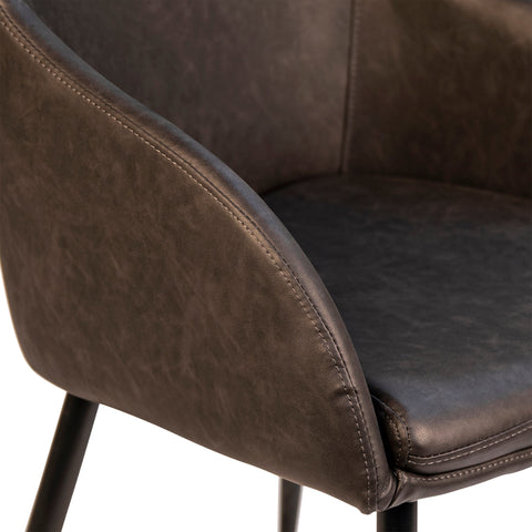 Edda Antique Brown Upholstery and Black Powder Coated Legs Dining Chair