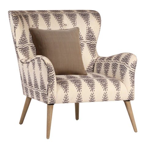 Franklin Cream Multi-color Fabric and Light Wood Wash Legs Occasional Chair