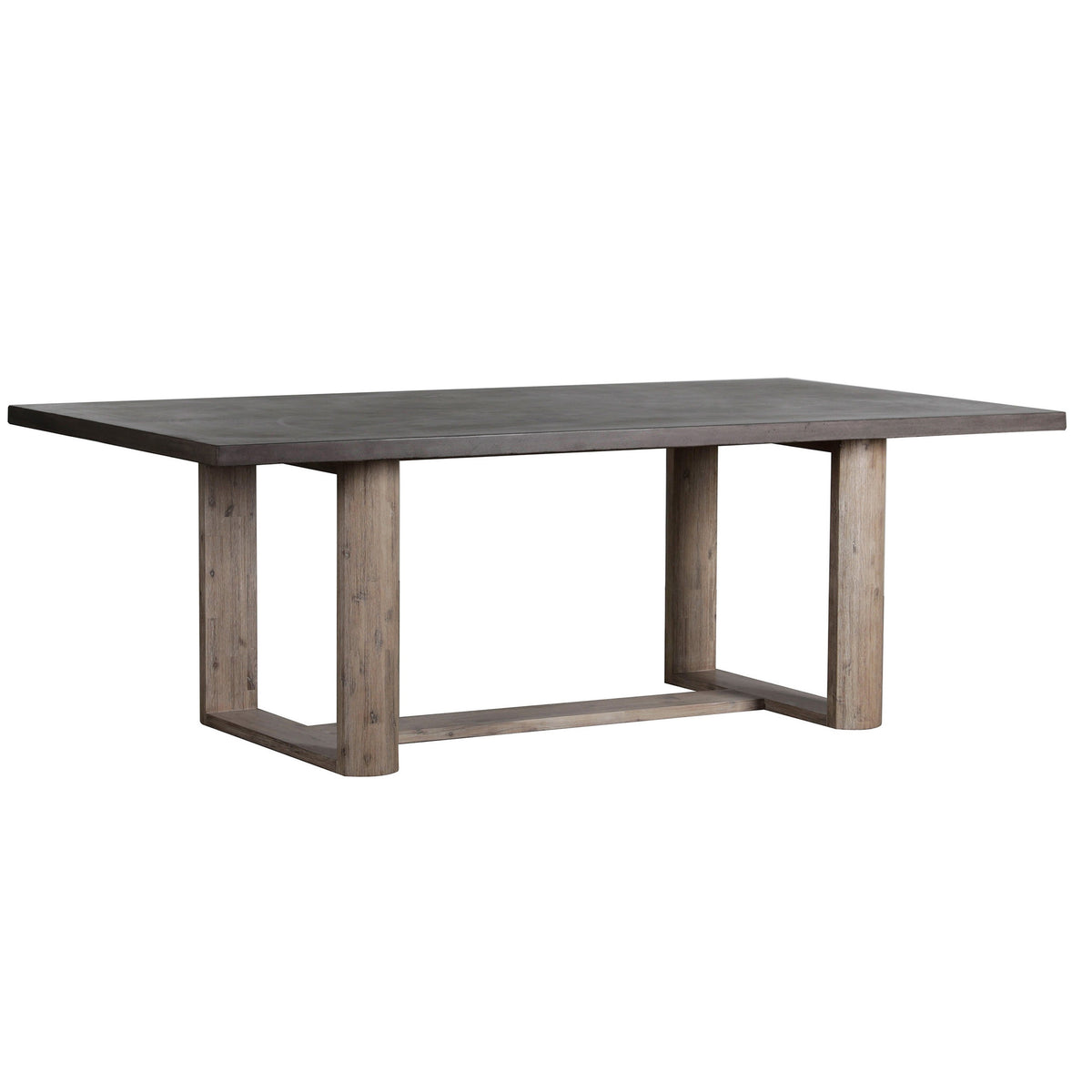 Varza Dark Grey Concrete Finish and Grey Wood Washed Base Outdoor Dining Table Model DOV24008