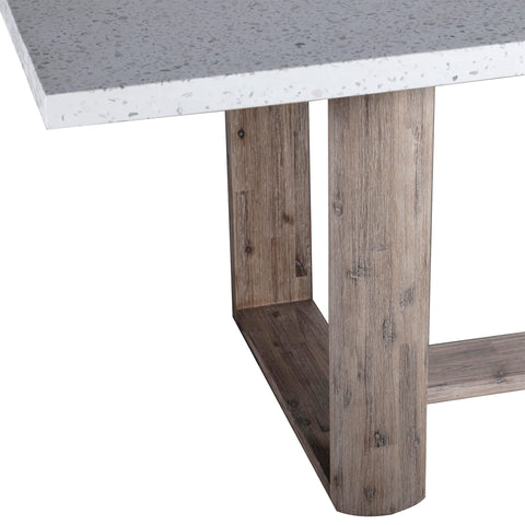 Durano White Terrazzo and Antique Wood Wash Finish Outdoor Dining Table Model DOV24015