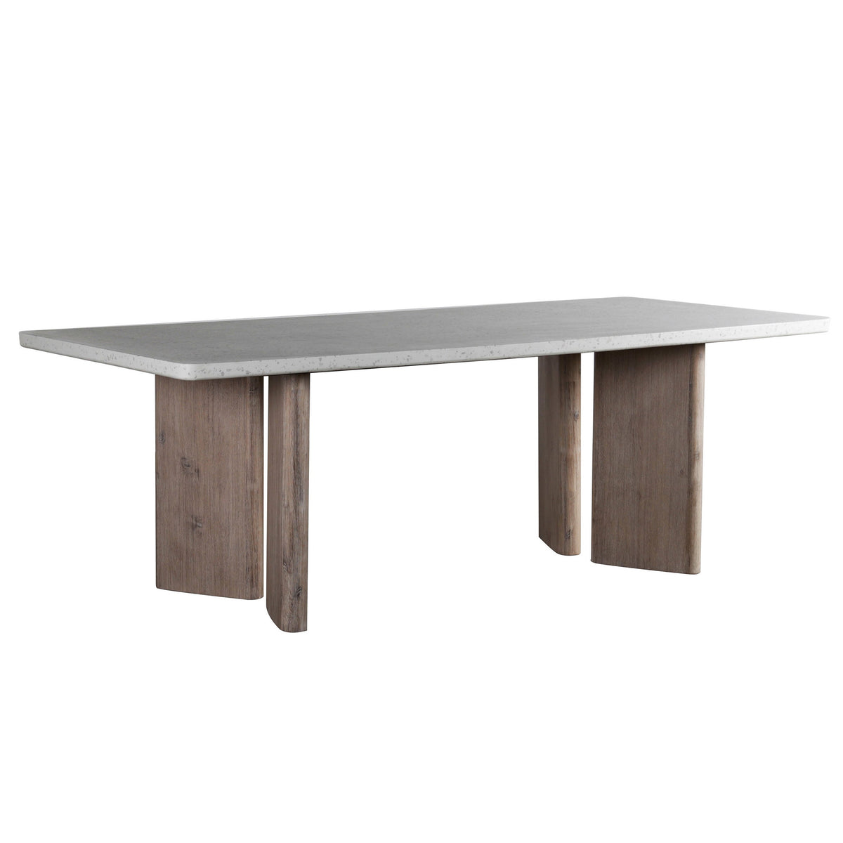 Harrell White Terrazzo and Antique Wood Wash Finish Outdoor Dining Table