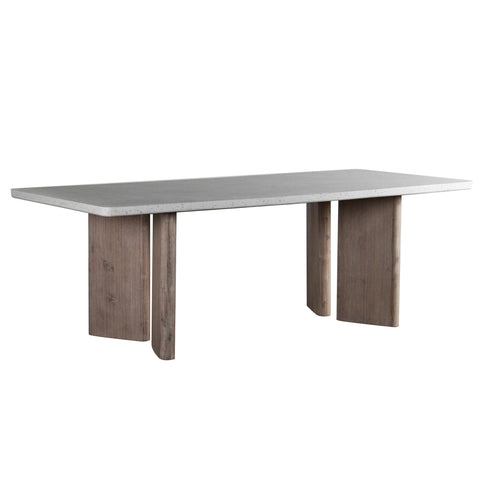 Harrell White Terrazzo and Antique Wood Wash Finish Outdoor Dining Table