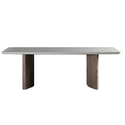 Harrell White Terrazzo and Antique Wood Wash Finish Outdoor Dining Table