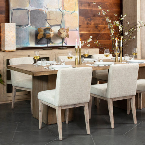 Daisy Natural Warm Wash Legs with Salt and Pepper Upholstery Dining Chair