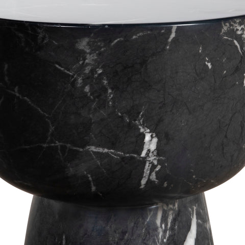 Baltimore Water Transfer Black Marble Print Side Table