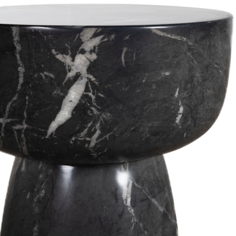 Baltimore Water Transfer Black Marble Print Side Table