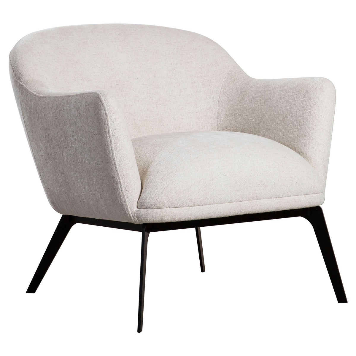 Garza Cream Upholstery with Matte Black Legs Occasional Chair