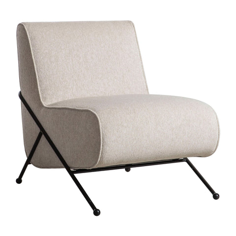 Roland Light Sand Upholstery with Matte Black Metal Legs Occasional Chair