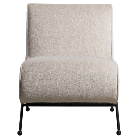 Roland Light Sand Upholstery with Matte Black Metal Legs Occasional Chair