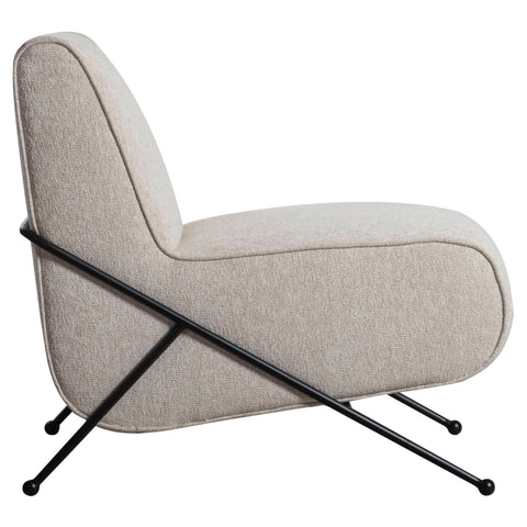 Roland Light Sand Upholstery with Matte Black Metal Legs Occasional Chair