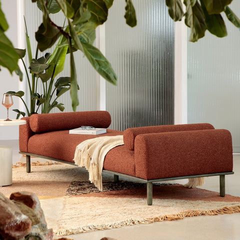 Zimmerman Rust Upholstery with Distressed Brown Legs Daybed