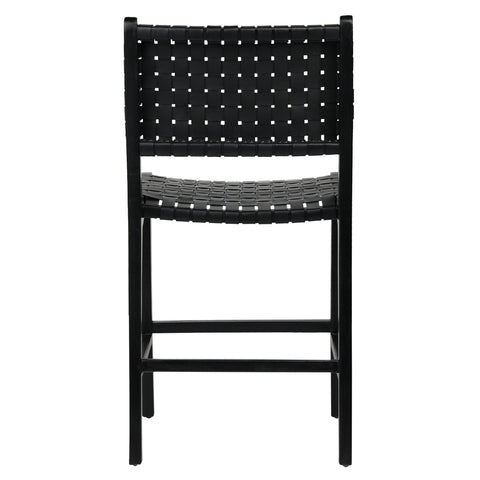 Dale Antique Black Leather and Black Frame Counter Stool