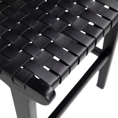 Dale Antique Black Leather and Black Frame Counter Stool