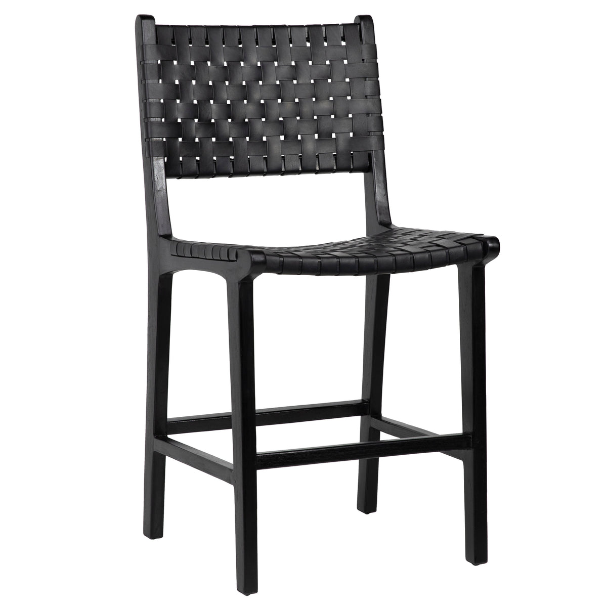 Dale Antique Black Leather and Black Frame Counter Stool