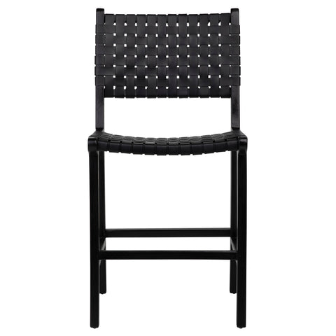 Dale Antique Black Leather and Black Frame Counter Stool