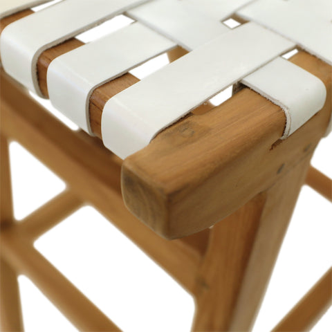 Camila Natural and White Leather Counter Stool