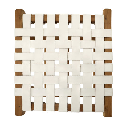 Camila Natural and White Leather Counter Stool