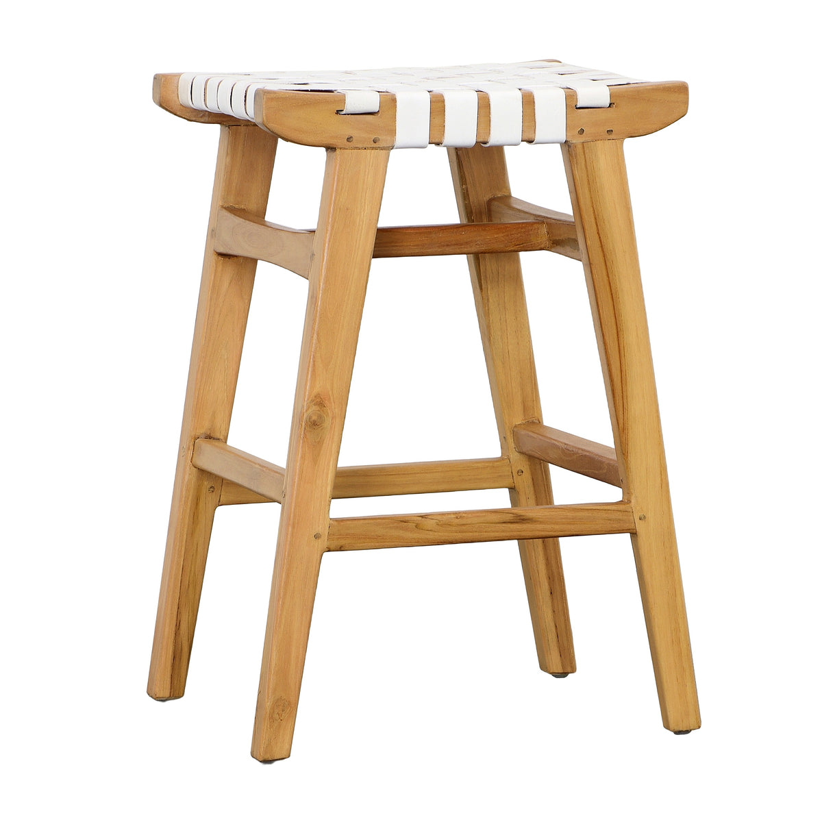 Camila Natural and White Leather Counter Stool