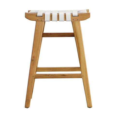 Camila Natural and White Leather Counter Stool