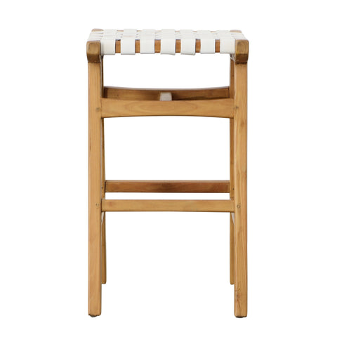 Camila Natural and White Leather Counter Stool