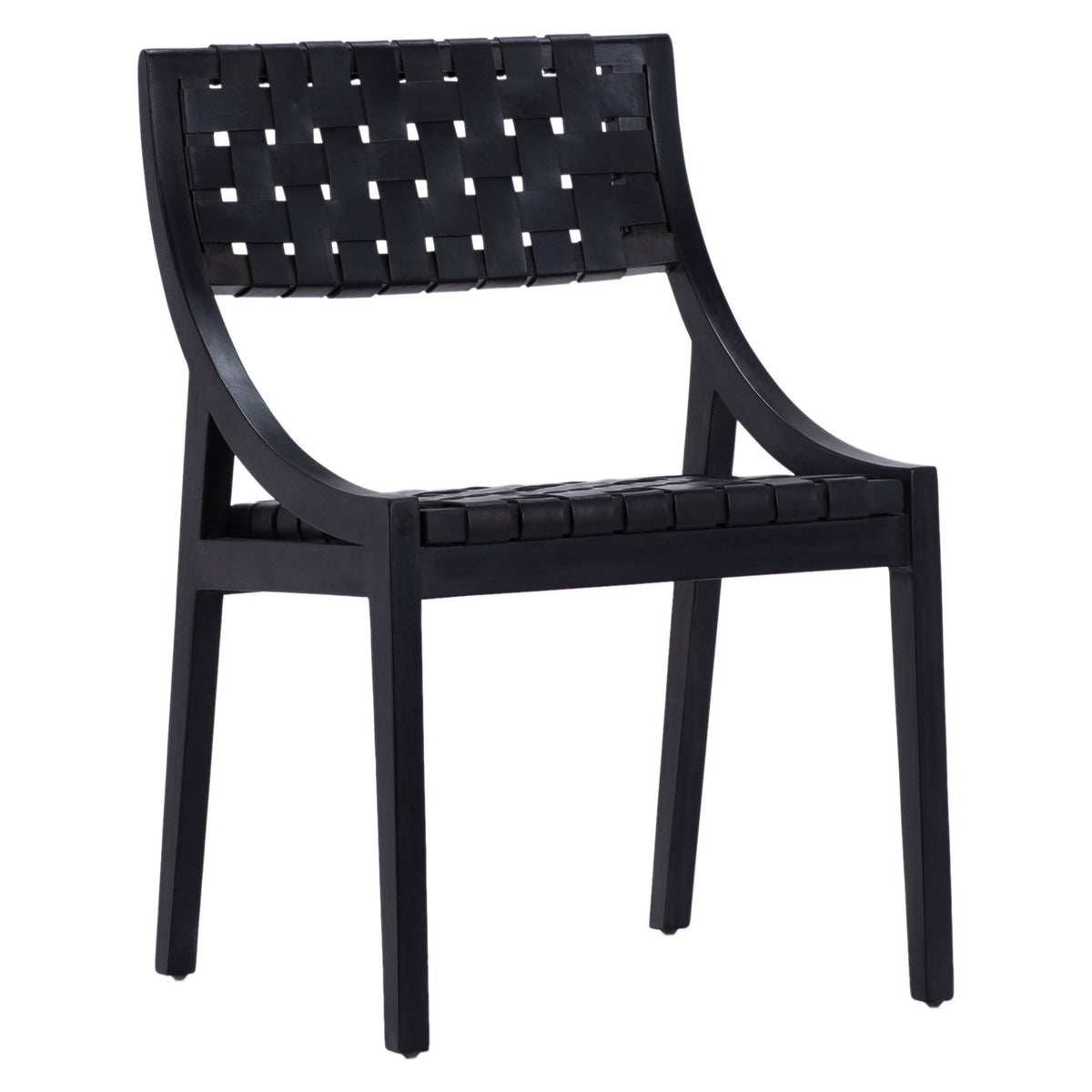 Camila Black Frame with Black Leather Dining Chair