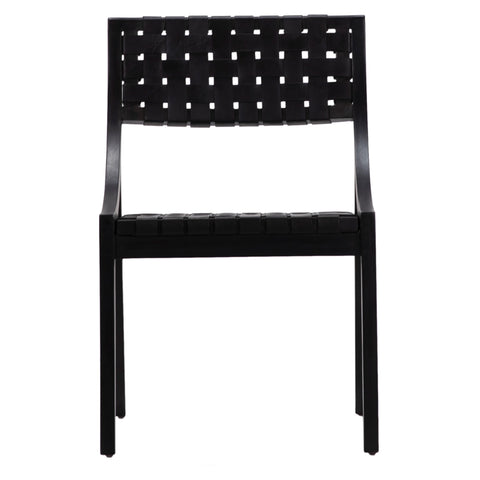 Camila Black Frame with Black Leather Dining Chair