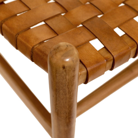 Bernice Tan Leather and Natural Wood Finish Dining Chair