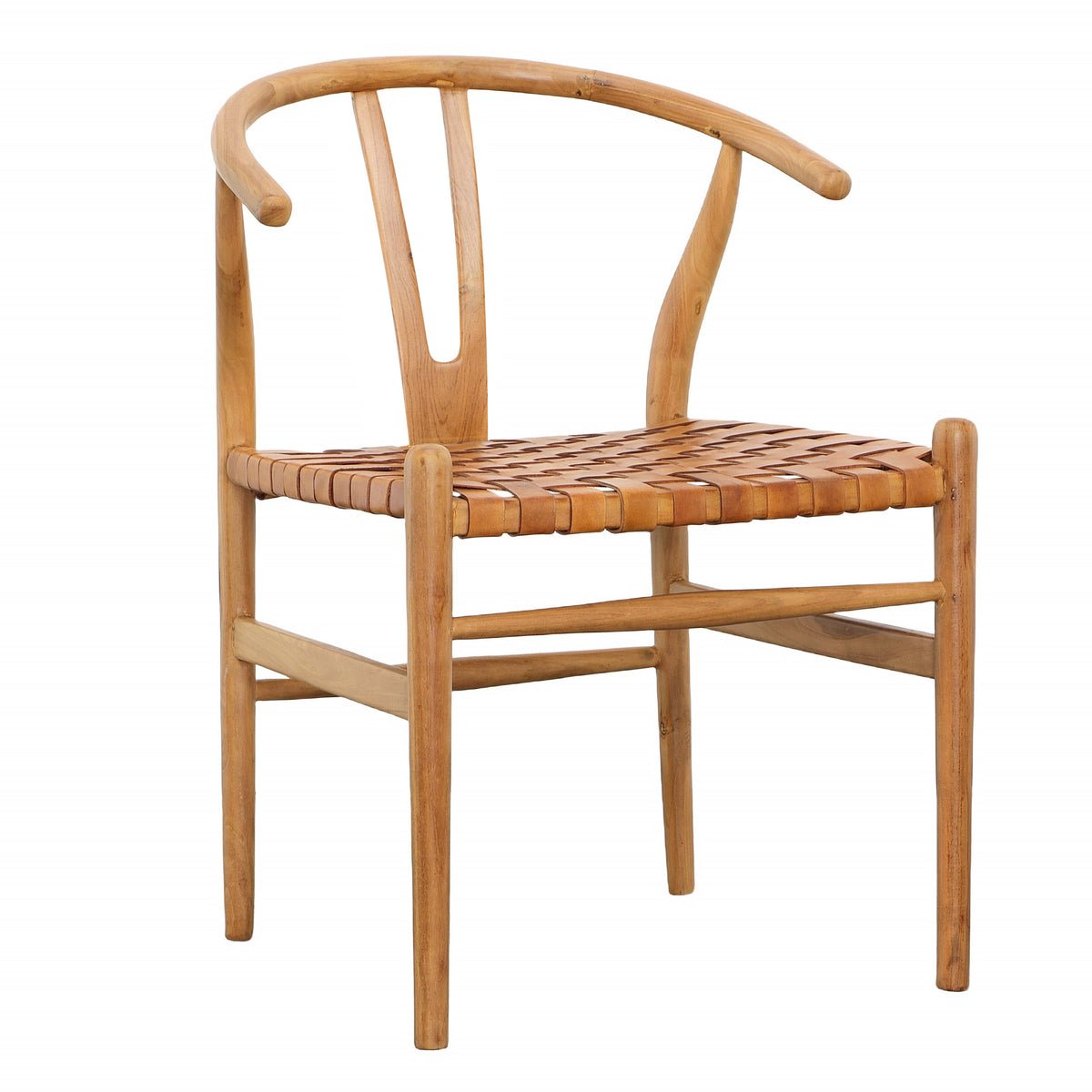 Bernice Tan Leather and Natural Wood Finish Dining Chair