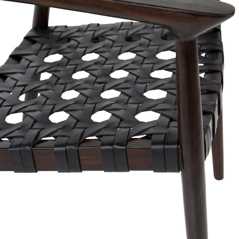 Elric Dark Brown Wood Finish and Black Leather Dining Chair