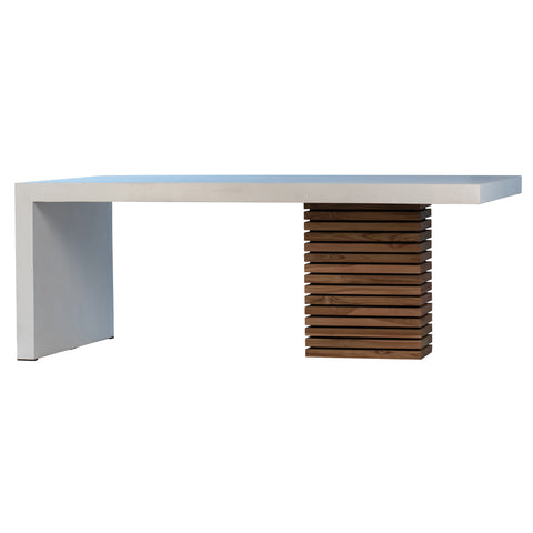 Aldea White Sealed Top and Natural Wood Finish Base Outdoor Dining Table