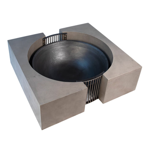 Simon Grey Concrete Finish and Antique Metal Fire Pit