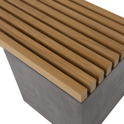 Bowman Dark Grey Concrete Finish and Natural Wood Sealed Top Outdoor Bench