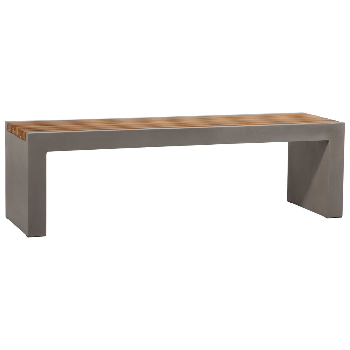 Alex Dark Grey Concrete Finish and Natural Wood Sealed Top Outdoor Bench