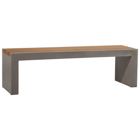 Alex Dark Grey Concrete Finish and Natural Wood Sealed Top Outdoor Bench