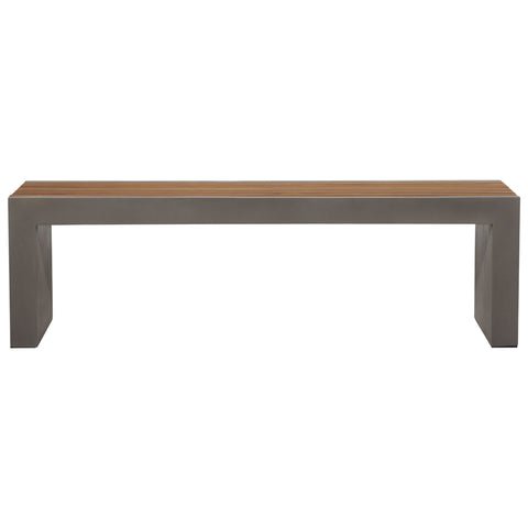 Alex Dark Grey Concrete Finish and Natural Wood Sealed Top Outdoor Bench
