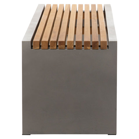 Alex Dark Grey Concrete Finish and Natural Wood Sealed Top Outdoor Bench