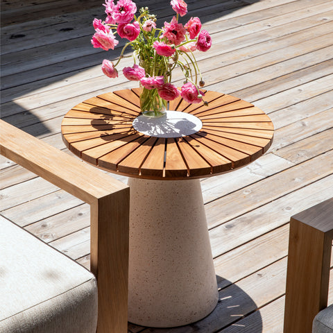 Mia Natural and White Outdoor Side Table