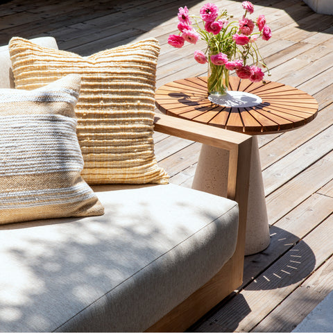 Mia Natural and White Outdoor Side Table