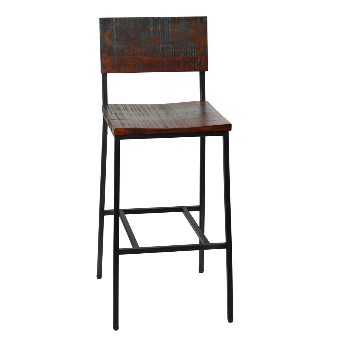 Derry Medium Brown Sealed Finish and Antique Iron Barstool