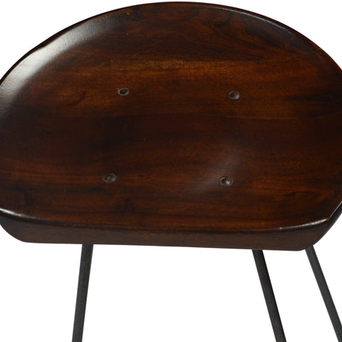 Flynn Dark Brown Sealed Finish and Black Iron Counter Stool