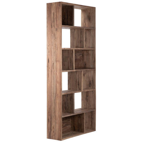 Mariz Medium Brown Antique Wood Finish Tall Bookcase