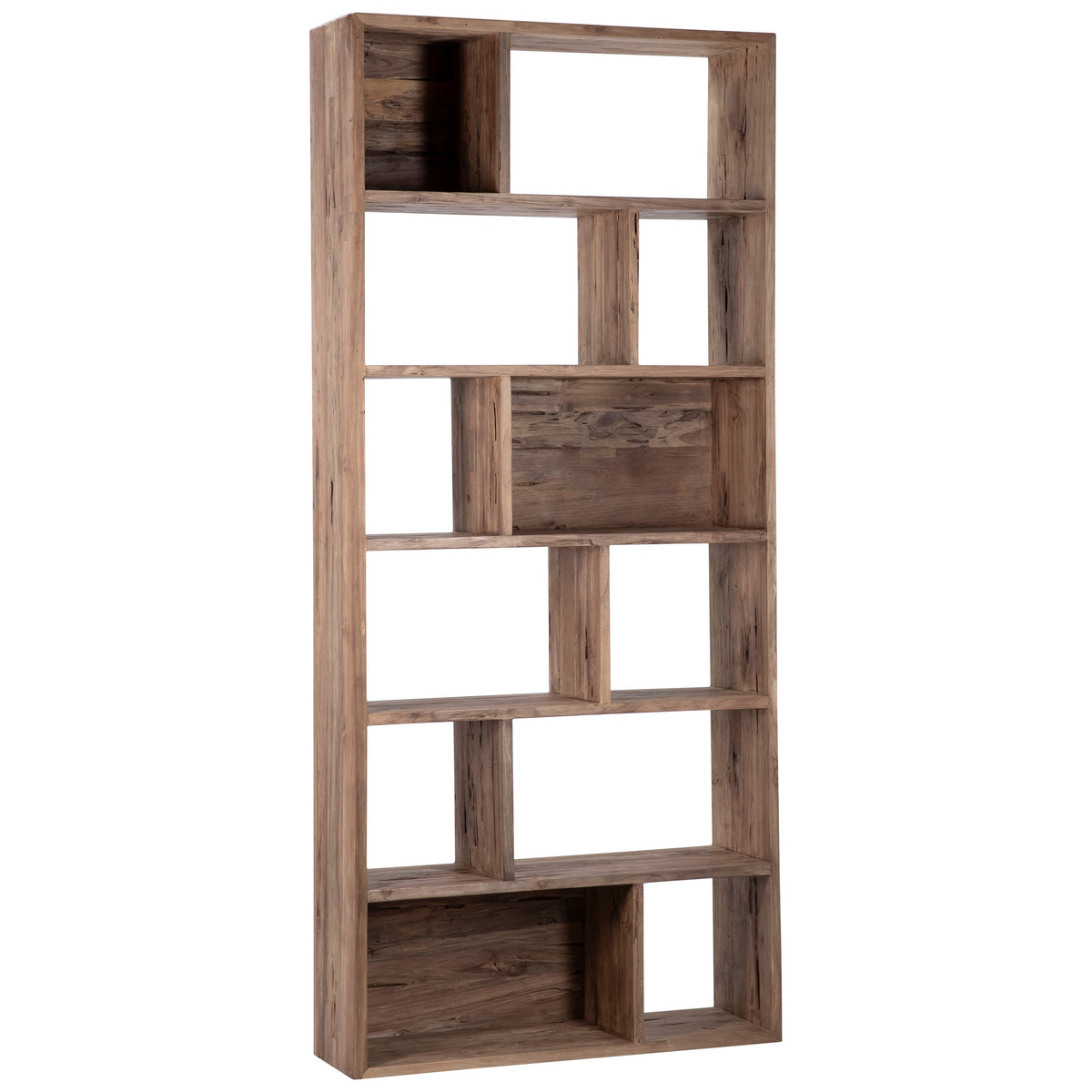 Mariz Medium Brown Antique Wood Finish Tall Bookcase