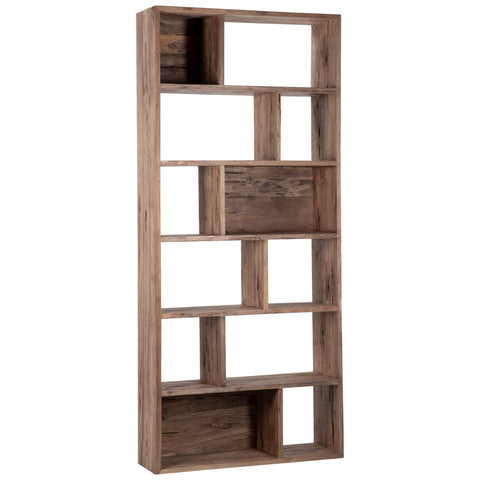 Mariz Medium Brown Antique Wood Finish Tall Bookcase